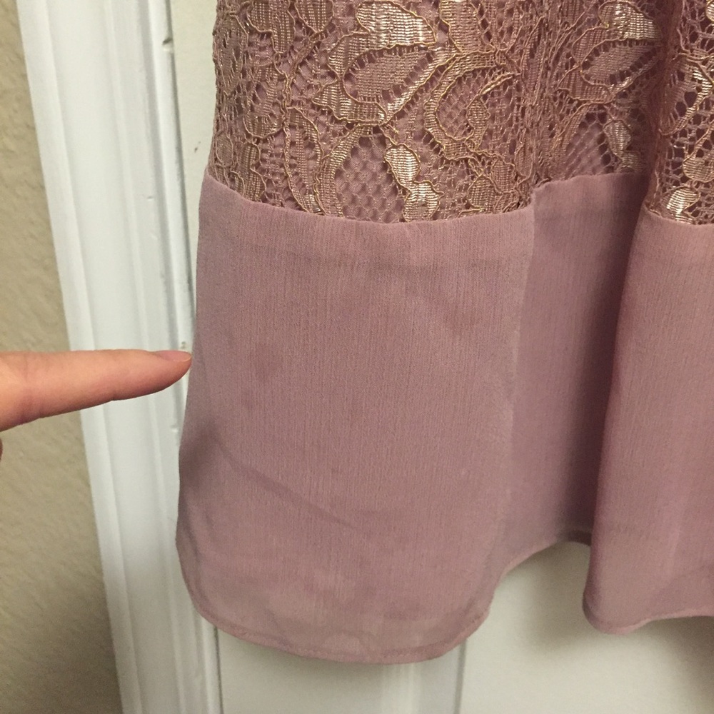 Mauve Pink Chiffon Bridesmaid Dress w/ Lace - Picture 7 of 8